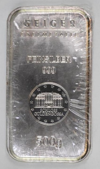 Geiger Edelmetalle 500 Gram. - (16.075 oz) .999 Fine Silver Ingot/Bar