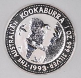 1993 Kookaburra 1oz. .999 Fine Silver Round