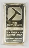 10 oz .999 fine Silver Bar Pan American Silver Corp