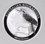 2016 Australia Kookaburra 1oz. .999 Fine Silver Round