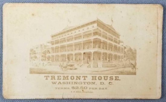 Antique business card featuring Tremont House