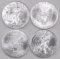 Group of (4) 2020 American Silver Eagle 1oz