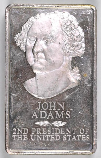 Presidential Ingots Collection John Adams 10.5oz. .925 Fine Silver Ingot/Bar