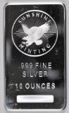 Sunshine Minting 10oz. .999 Fine Silver Ingot / Bar