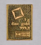 Essayeur Fondeur 1 Gram .999 Fine Gold Ingot / Bar