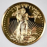 1995 Washington Mint 8oz. .999 Fine Silver Gold Plated Gaudens Round