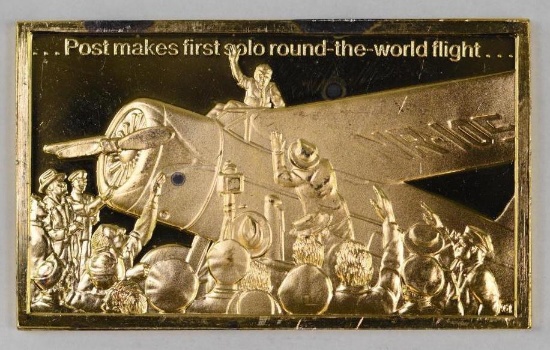 Franklin Mint Gold Electroplate 1oz. .925 Fine Silver Ingot/Bar