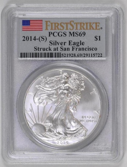 2014 S American Silver Eagle 1oz (PCGS) MS69
