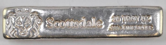 Scottsdale Mint 20oz. .999 Fine Silver Ingot/Bar