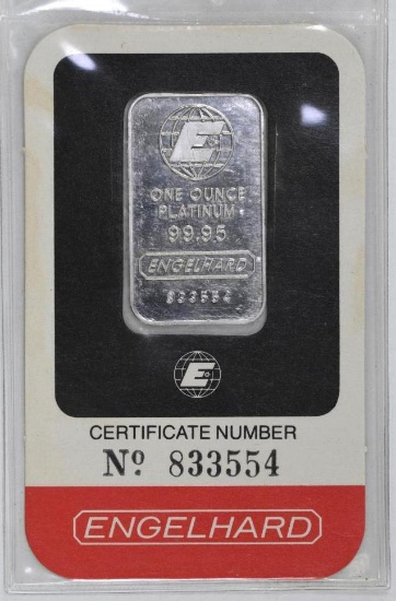 Engelhard 1oz. Platinum .9995 Ingot / Bar.