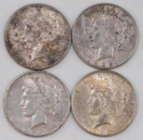 Group of (4) Peace Silver Dollars