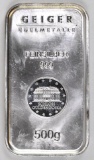 Geiger Edelmetalle 500 Gram. - 16oz. .999 Fine Silver Ingot/Bar