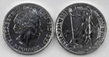 Group of (2) 2015 Great Britain 2 Pound Britannia 1oz. .999 Fine Silver