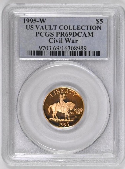 1995 W $5 Civil War Commemorative Gold (PCGS) PR69DCAM