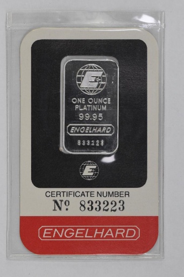 Engelhard 1oz. .9995 Fine Platinum Ingot/Bar Sealed Serial Numbered
