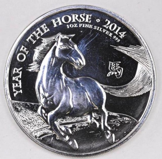 2014 British Silver Lunar Year of the Horse 1oz. .999 Fine Silver