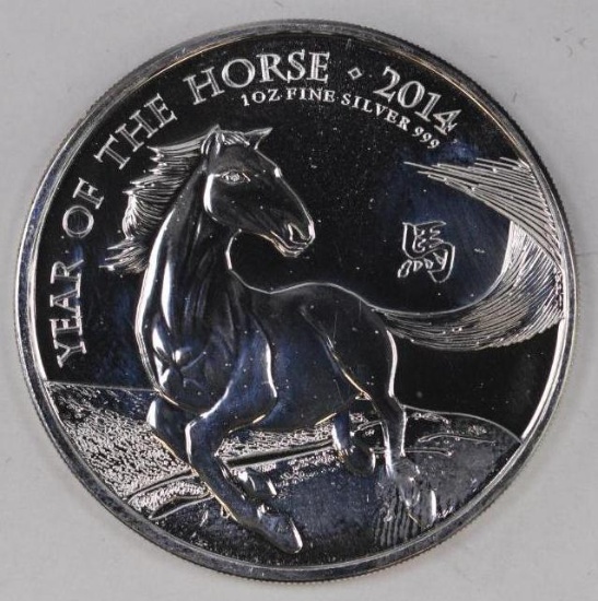2014 British Silver Lunar Year of the Horse 1oz. .999 Fine Silver
