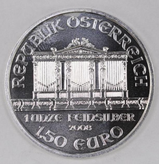 2008 Austria Philharmonic 1oz. .999 Fine Silver