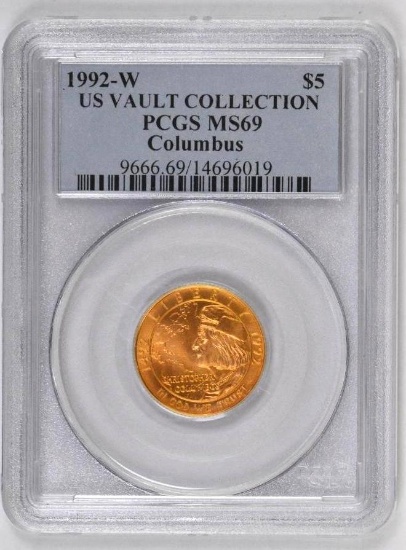 1992 W $5 Columbus Commemorative Gold (PCGS) MS69