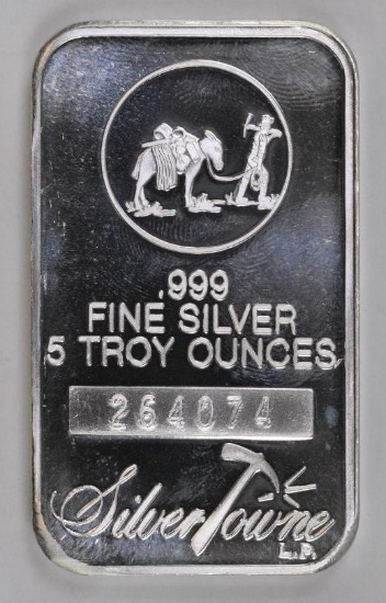 Silver Towne 5oz. .999 Fine Silver Ingot/Bar