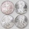 Group of (4) American Silver Eagle 1oz.
