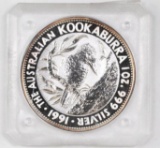 1991 $5 Australia Kookaburra 1oz. .999 Fine Silver