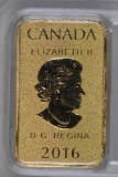 2016 $25 Canada 1/10thoz. .9999 Fine Gold Legal Tender Ingot/Bar