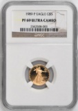1989 P $5 American Eagle 1/10thoz. .999 Fine Gold (NGC) PF69 Ultra Cameo