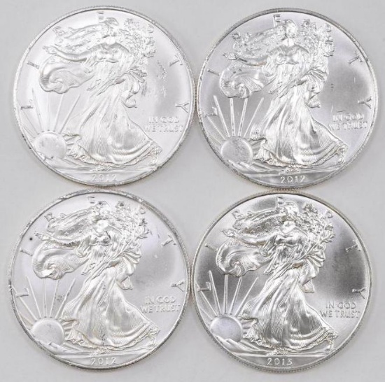 Group of (4) American Silver Eagle 1oz.