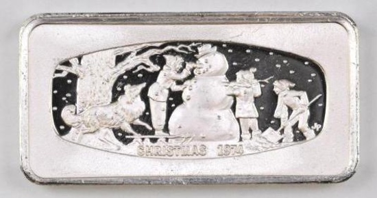 Franklin Mint - 1974 Christmas - 1000 Grains - 2.0oz. Sterling Silver Ingot/Bar