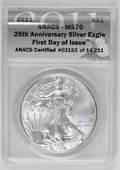 2011 American Silver Eagle 1oz. (ANACS) MS70