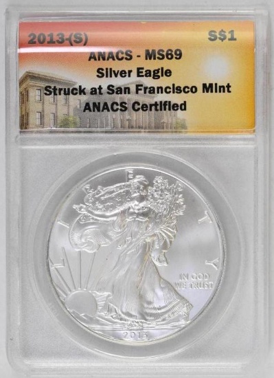 2013 S American Silver Eagle 1oz. (ANACS) MS69