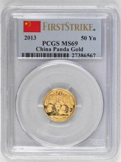 2013 China 50 Yuan Panda 1/10thoz. .999 Fine Gold (PCGS) MS68