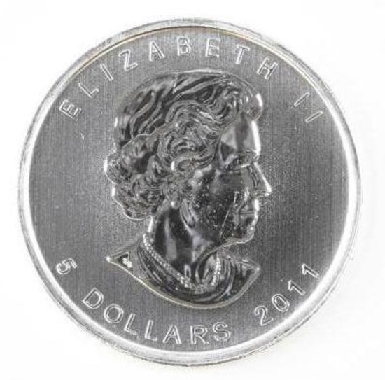 2011 Canada $5 Maple Leaf 1oz. .9999 Fine Silver