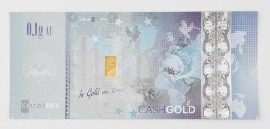 Karatpay 2016 0.1 Gram .9999 Fine Gold in Certificate