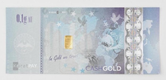 Karatpay 2016 0.1 Gram .9999 Fine Gold in Certificate