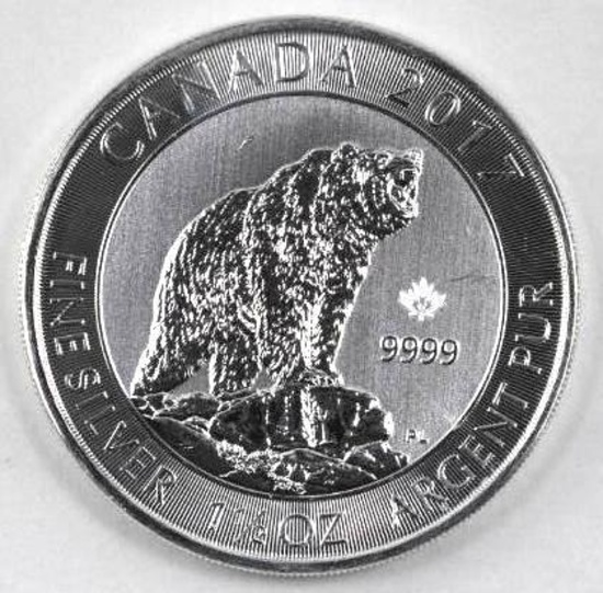 2017 Canada $8 1.5oz. .9999 Fine Silver Grizzly Bear