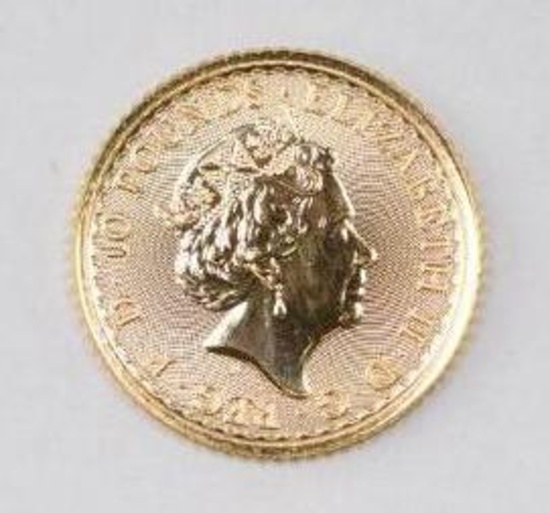 2021 Great Britain 10 Pounds Britannia 1/10thoz. .9999 Fine Gold