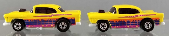2 Hot Wheels 55 Chevy die cast vehicles