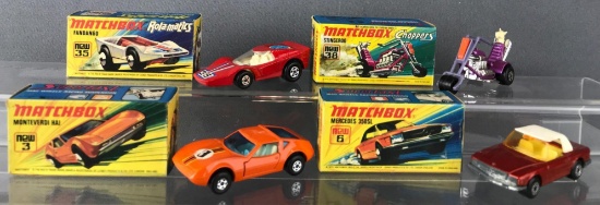 Group of 4 Matchbox Superfast die-cast vehicles