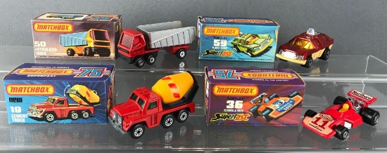 Group of 4 Matchbox Superfast die-cast vehicles