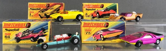 Group of 4 Matchbox Superfast die-cast vehicles