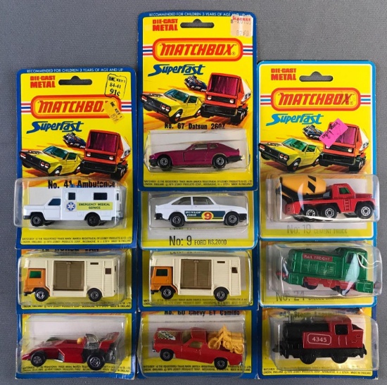 Group of 10 Matchbox Superfast die-cast vehicles