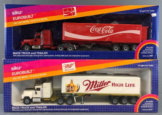 Group of 2 Siku Eurobuilt No. 3117 Mack Truck and Trailer