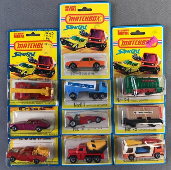 Group of 10 Matchbox Superfast die-cast vehicles
