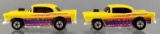 2 Hot Wheels 55 Chevy die cast vehicles