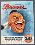 1955 Milwaukee Braves vs Brooklyn Dodgers Scorecard