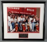 Framed Chicago Bulls signed photo Jordan Rodman Pippen Jackson