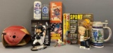 Group of Vintage Sports Memorabilia Magazines Bobbleheads