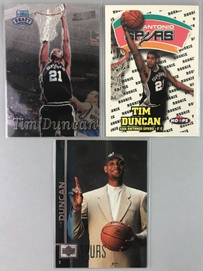 Lot of 3 Tim Duncan Rookie Basketball Cards